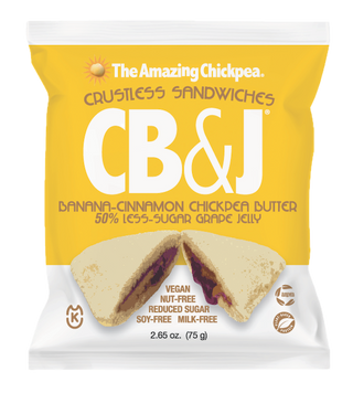 The Amazing Chickpea® Crustless CB&J™ (Banana Cinnamon Chickpea Butter & Grape Jelly Sandwiches)