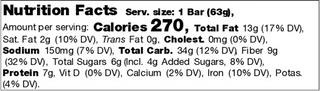 Calorie and nutrition facts of product bar [Amazing Bar Chocolate] from The Amazing Chickpea