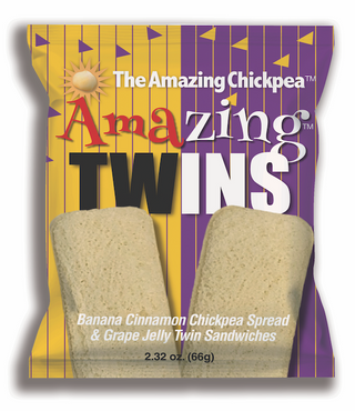 The Amazing Chickpea® Crustless Twin CB&J™ (Banana Cinnamon Chickpea Butter & Grape Jelly Sandwiches)