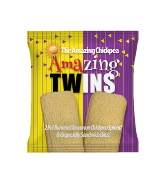 The Amazing Chickpea® Crustless Twin CB&J™ (Banana Cinnamon Chickpea Butter & Grape Jelly Sandwiches)
