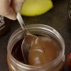 Scooping out Chocolate Chickpea Butter Spread